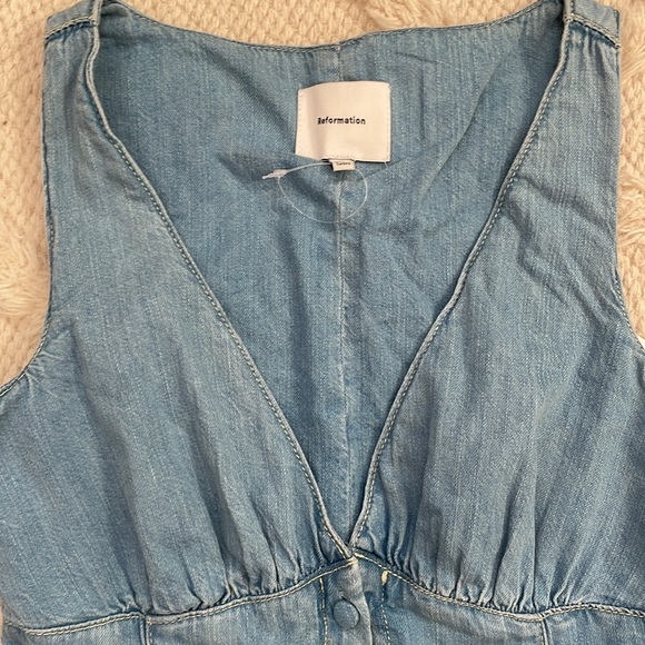 New Reformation Sebastian Denim Midi Dress - Picture 6 of 9